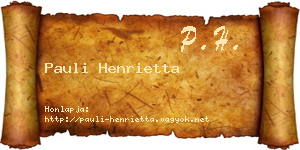 Pauli Henrietta névjegykártya